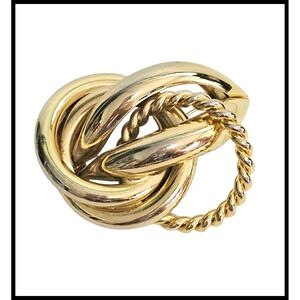 Vintage Gold Tone Brooch‎ Love Knot Pin Twisted Rope Accent Statement Jewelry
